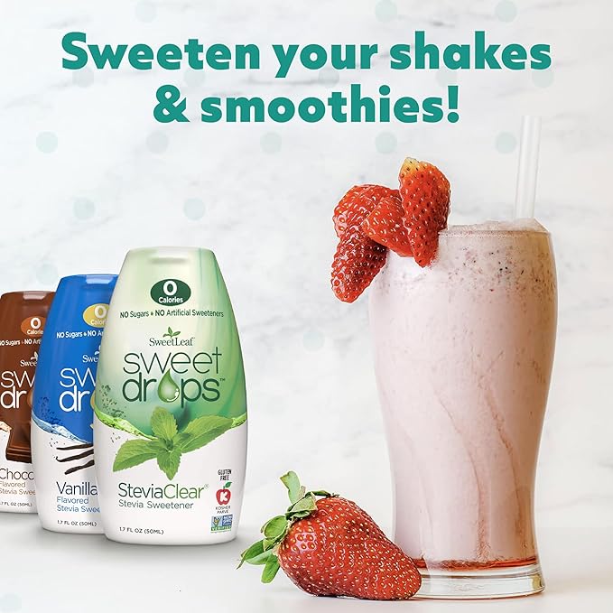 SweetLeaf SteviaClear Sweet Drops - Natural Stevia Liquid Sweetener, Squeezable Stevia Drops, No Bitter Aftertaste, Liquid Sugar Alternative, Zero Calorie, Keto, Non-GMO Stevia, 1.7 Fl Oz (Pack of 2)