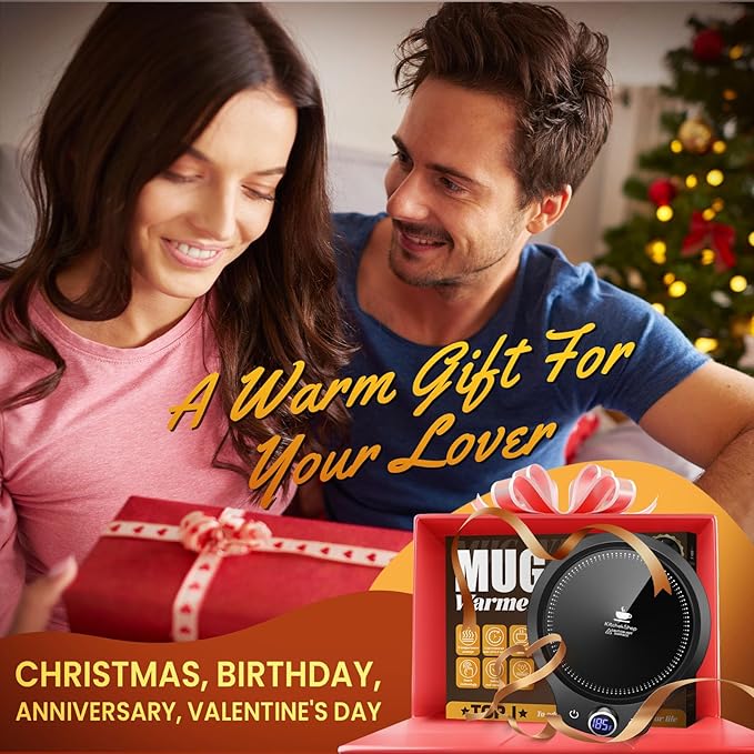 Fast Heating Mug Warmer - 4 Temp Settings & 1-12H Timer, Coffee Cup Warmer Plate for Desk Auto Shut Off, Ideal Beverage Warmer Gift for Coffee, Tea, Milk (Black)