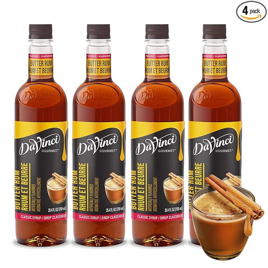 DaVinci Gourmet Classic Butter Rum Syrup, 25.4 Fluid Ounces (Pack of 4)