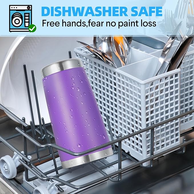 Volhoply 20oz Stainless Steel Tumbler with Lid and Straw Bulk 8 Pack,Double Wall Insulated Travel Iced Coffee Mug Fits Cup holder,Powder Coated Cups for Hot/Cold Drinks,Gifts for Women（Purple,8 Set）