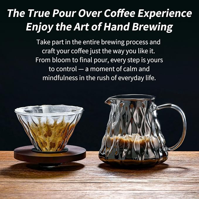 Unbreakable - Pour Over Coffee Maker 650ML/22OZ, Heat Resistant Borosilicate Glass Dripper with Filter Holder, BPA-Free Manual Coffee Brewer for Home and Office Use