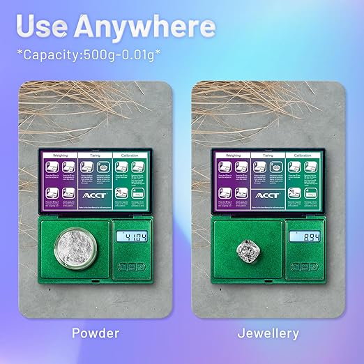 Digital Pocket Scale, 500g by 0.01g, Precision Gram Scale with Tare Scale Feature, 6 Units, Small Ounce Scale for Jewelry, Powder, Coins, Herb, Mini Scale with Battery