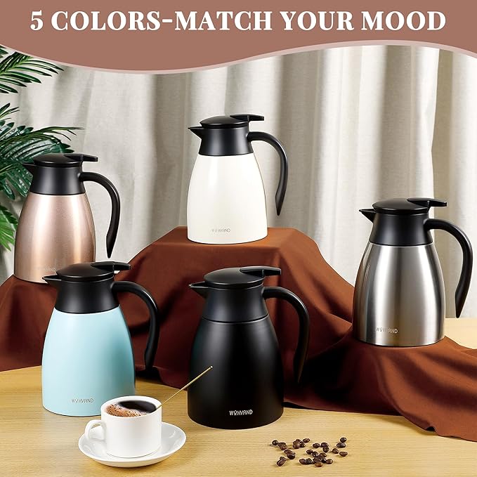 34 Oz Thermal Coffee Carafe, Stainless Steel Insulated Vacuum coffee crafts to keep coffee hot, 1 Liter Tea Water Coffee and Beverage Dispenser (Copper)