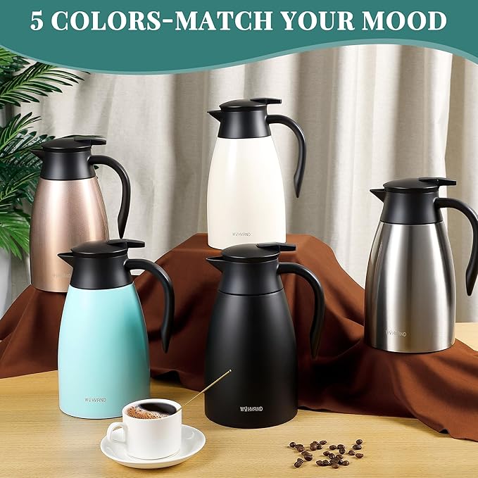 51 Oz Thermal Coffee Carafe, Stainless Steel Insulated Vacuum coffee crafts to keep coffee hot, 1.5 Liter Tea Water Coffee and Beverage Dispenser (Blue)