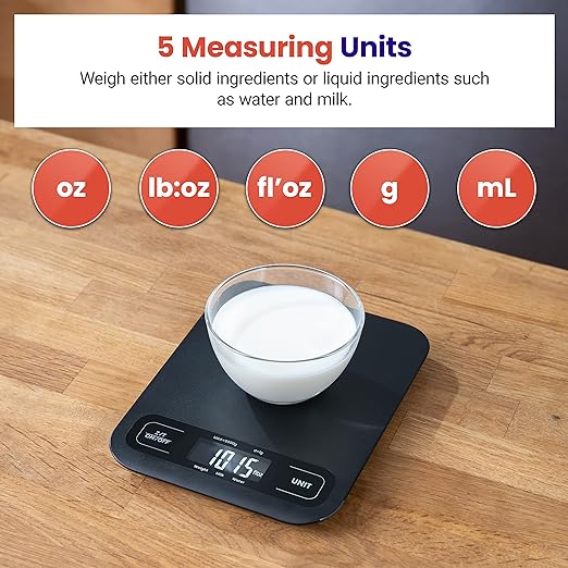 Etekcity Food Kitchen Scale, Digital Mechanical Weighing Scale,Grams and Ounces for Weight Loss, Baking, Cooking, Keto and Meal Prep, Large, Matte Black