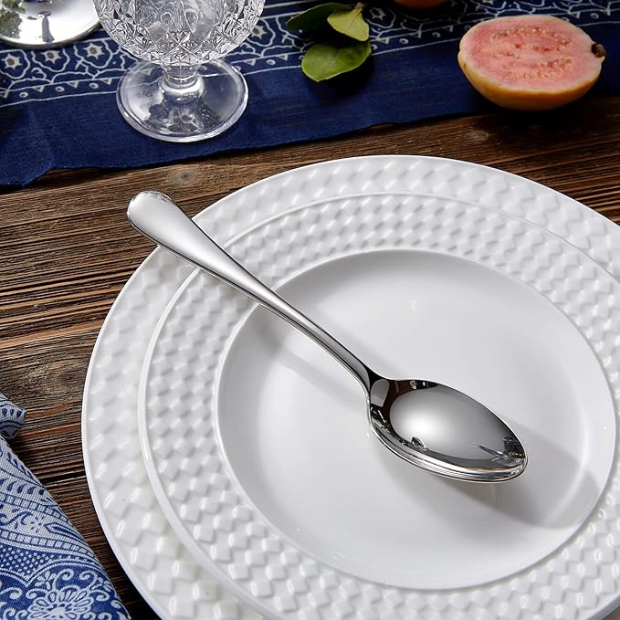 KEAWELL Premium Verona 4-Piece 7.6 inch Spoon Set – 18/10 Stainless Steel, Heavy-Duty Mirror-Finished Flatware for Daily Meals, Hosting and Special Occasions (4, Dinner Spoons)