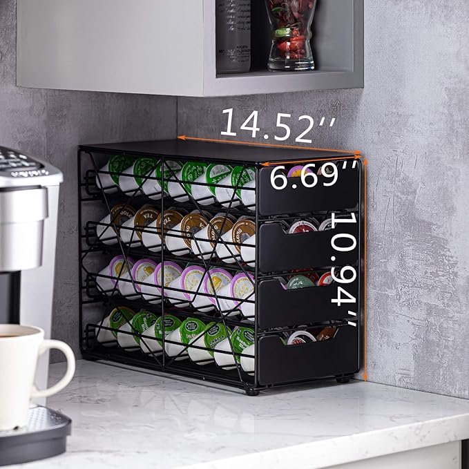 Rice rat k cup Holders for Counter Small for Keurig k-cup Holder for mr Coffee for Tea (84 pods-4 tiers)