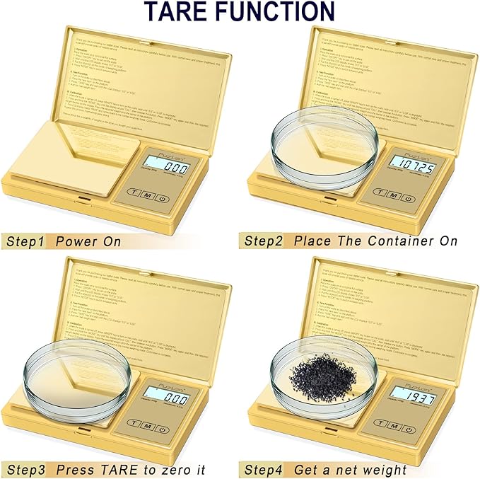 Fuzion Gram Scale, 200gx0.01g Digital Pocket Scale Gold Titanium Plating, High Precision Small Scale, 6 Units Jewelry Scale with Back-Lit LCD, Tare Function for Food, Powder, Herb, Arrow, Travel