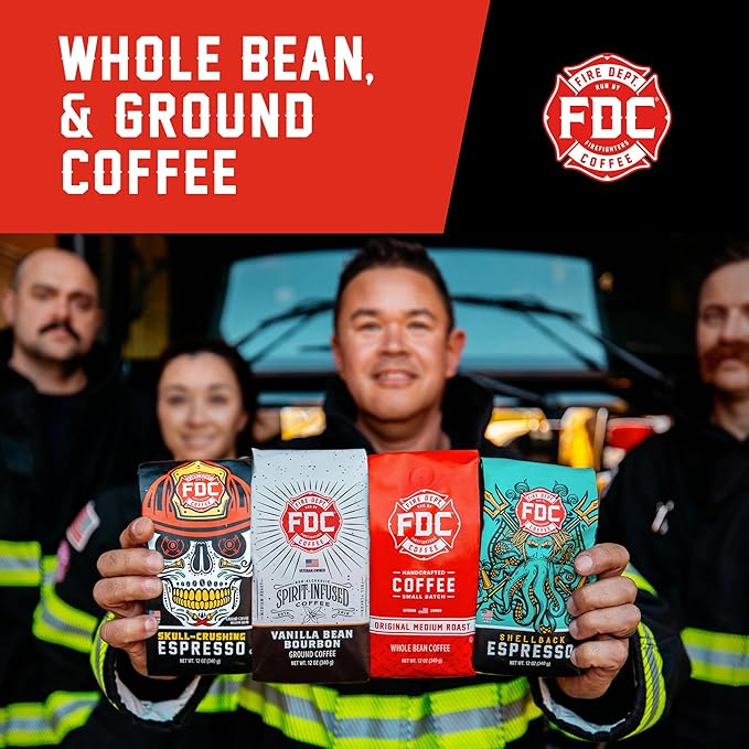 Fire Department Coffee - Gives Back to Firefighters - Irish Whiskey Infused Ground Coffee - Medium Roast - Non-Alcoholic - Roasted in the USA - Veteran Owned -12 oz
