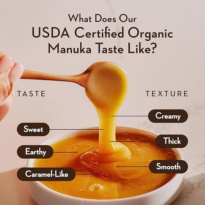 Wedderspoon Raw Premium USDA Certified Organic Manuka Honey, 50+ MGO, 8.8 Oz, Unpasteurized New Zealand Honey, From Our Hives to Your Home
