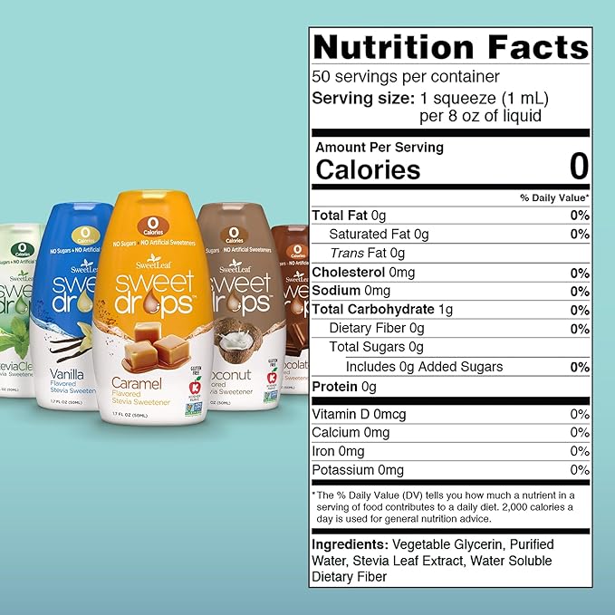 SweetLeaf Sweet Drops - Flavored Stevia Liquid Sweetener, Stevia Extract, Zero Calories, Gluten Free, Keto Friendly, Non GMO, Natural Flavor, Sugar Alternative - Variety Pack, 1.7 Fl Oz (Pack of 5)