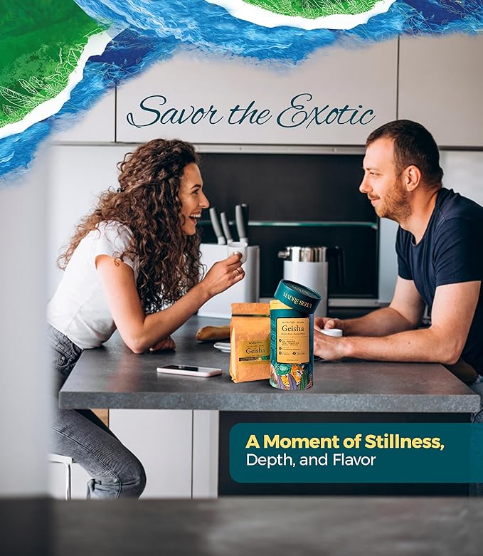 Colombian Geisha Coffee Whole Bean Medium Roast Arabica Gourmet Fresh Single Origin Premium Low Acid Exotic Notes Rich Aroma Smooth Flavor Quality High Altitude Giftable Pack Freshness Lock 8.8oz 250g