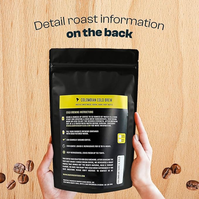 Cold Brew Coffee Colombian Reserve Single Origin Coarsely Ground Coffee - 2 lb. Bag - Dark Roast