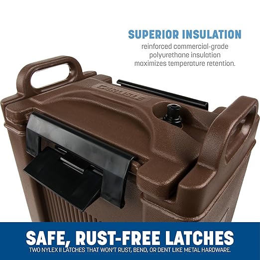 Carlisle FoodService Products 5-Gallon Insulated Beverage Dispenser, Cateraide, Food-Grade with Handles, Rugged PE Shell with PU Insulation for Coffee, Tea and Hot or Cold Drinks, Blue - Made in USA