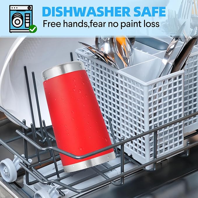 Volhoply 20oz Stainless Steel Tumbler with Lid and Straw Bulk 4 Pack,Double Wall Insulated Travel Iced Coffee Mug Fits Cup holder,Powder Coated Cups for Hot/Cold Drinks,Gifts for Women（Red,4 Set）