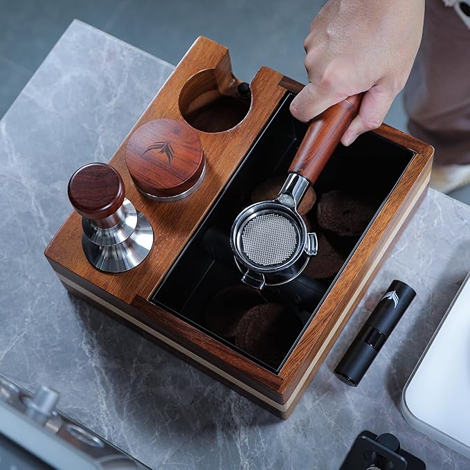 Breville Espresso Machine Accessories 5pcs Set 54mm Bottomless Portafilter, Spring Tamper 54mm, Distribution Tool, Knockbox with Tamper Station, and WDT Tool Set