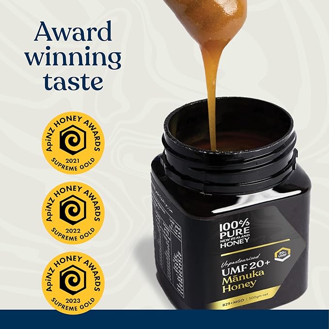 Manuka Honey UMF 20+ MGO 826+ 100% Pure New Zealand Raw & Unfiltered, Certified Award Winning, Silky Smooth Taste & Texture 8.8 Oz