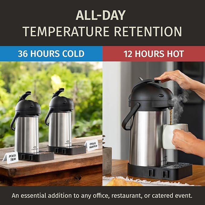 101oz Coffee Carafe Dispenser with Pump & 74oz Airpot Coffee Dispenser with Pump Bundle - 12 Hours Airpot Dispenser for Parties - Insulated Stainless Steel Coffee Urn - Air Pots for Hot Beverages