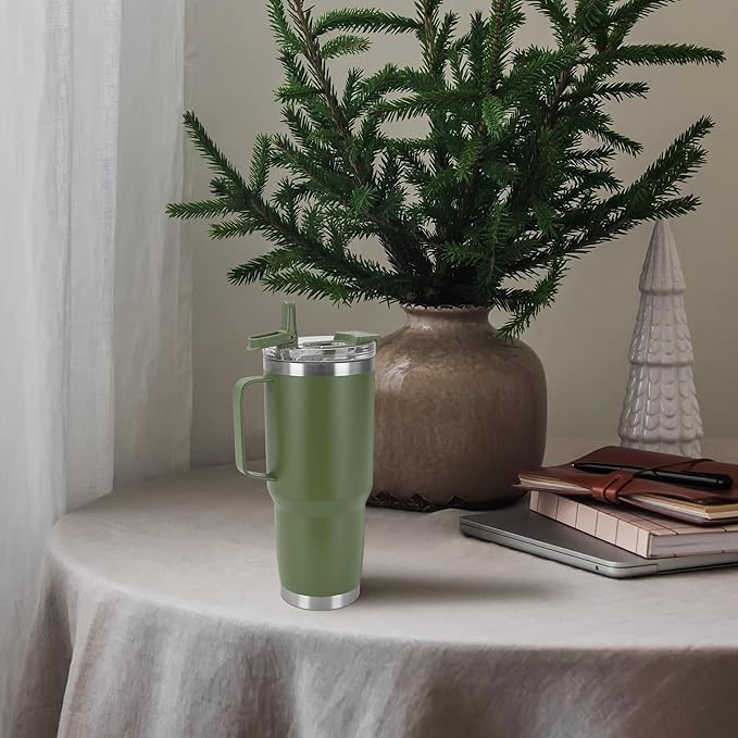 HASLE OUTFITTERS 30oz Tumbler Bulk with Handle, Insulated Travel Coffee Mug Set with Handle Leak-Proof Double Wall Stainless Steel Vacuum Tumblers Pack Metal Cup for Hot and Cold Drink