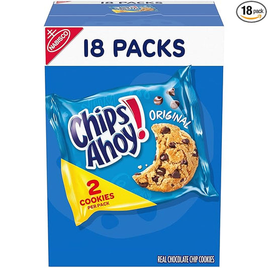 CHIPS AHOY! Original Chocolate Chip Cookies, 18 Snack Packs (2 cookies per pack)
