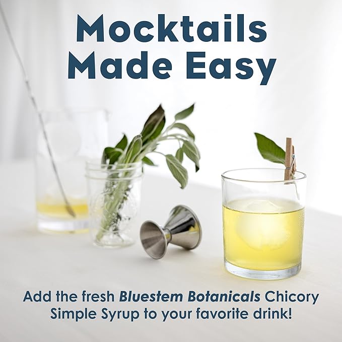 Bluestem Botanicals Organic Chicory Simple Syrup, 8 oz, Cocktail and Mocktail Mixer for Drinks, Non-Alcoholic