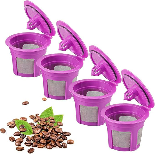 4 Pack Reusable K Cups Coffee Filters, Compatible with Keurig Brewers 1.0 and 2.0Coffee Makers - Universal Kcup Filters