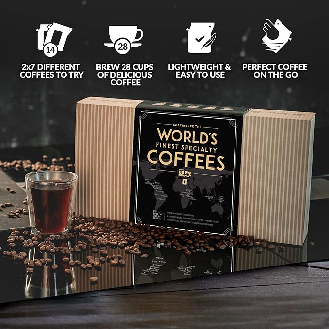 Original Gourmet Coffee Gift Set for Men & Women - 14 World's Finest Single Origin Specialty & Organic Coffees in Innovative Brewers | Sampler Box for Coffee Lover to Brew & Enjoy Anytime, Anywhere