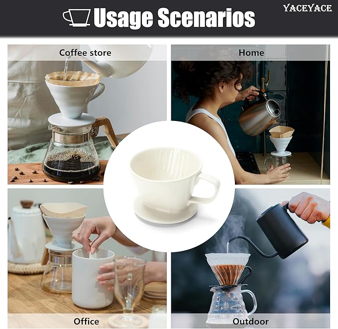 Ceramic Pour Over Coffee Dripper, Small Ceramic Pour Over, Off White, 3 Holes, Single, Small Coffee Dripper