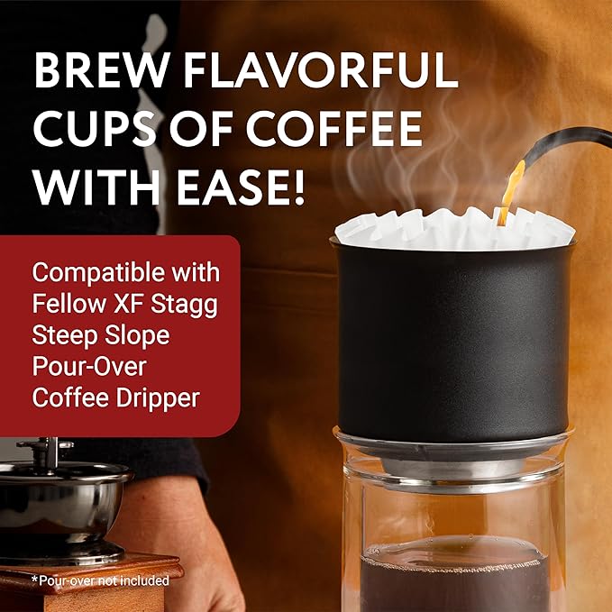 IMPRESA 100-Pack Pour-Over Coffee Filter Set for Fellow Stagg XF & White Tall Coffee Dripper – Flat Bottom Design