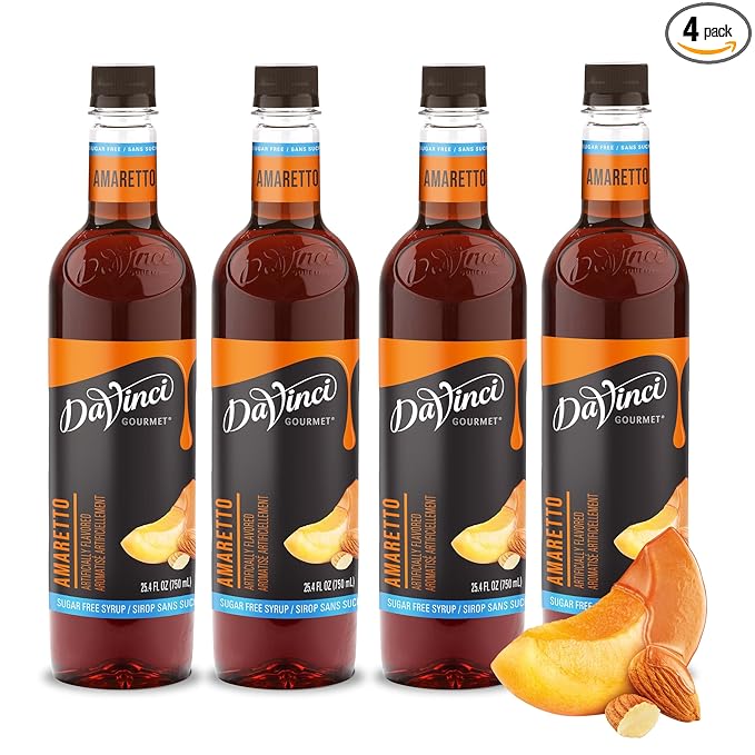 DaVinci Gourmet Sugar-Free Amaretto Syrup, 25.4 Fluid Ounces (Pack of 4)