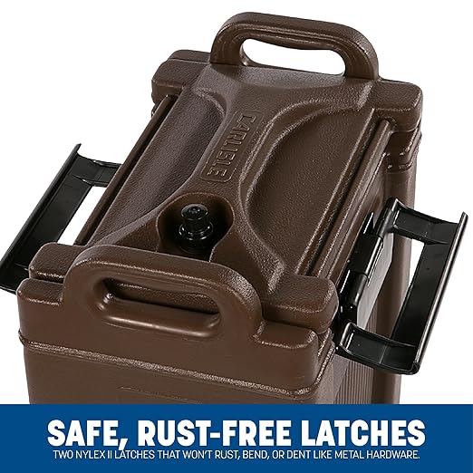 Carlisle FoodService Products Cateraide Insulated Beverage Dispenser with Handles for Catering, Kitchen, and Restaurants, Plastic, 2.5 Gallons, Brown