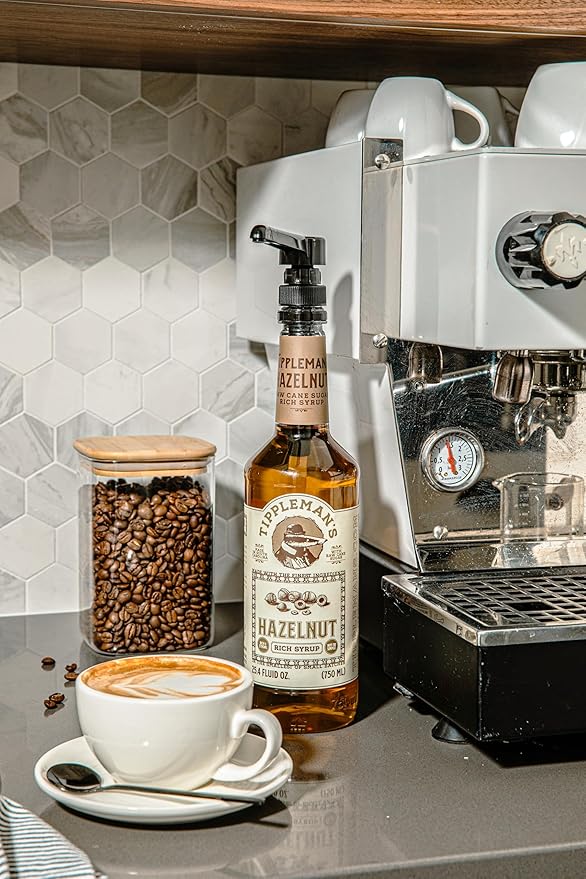Tippleman's Hazelnut Coffee Syrup - Rich Flavor for Hot or Iced Drinks, Latte, Tea, Espresso, Cappuccino, Cocktails, & Baking - 25.4 Fl Oz