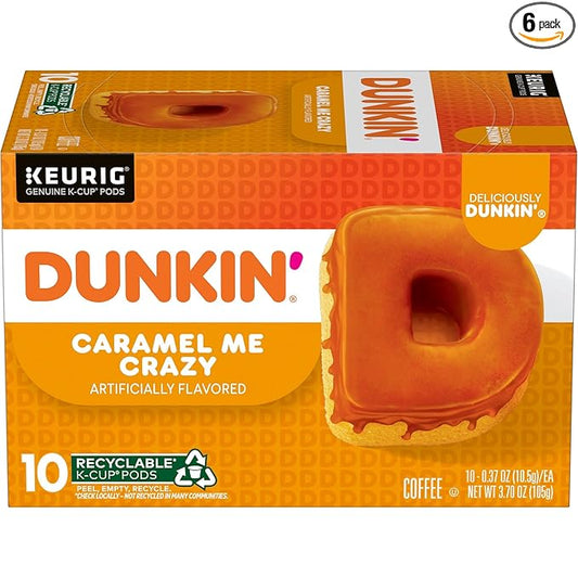 Dunkin' Caramel Me Crazy Flavored Coffee, 60 Keurig K-Cup Pods