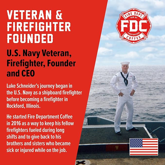Fire Department Coffee - Bourbon Coffee - Gives Back to Firefighters - Premium Bourbon Infused Grounds - Medium Roast - Non-Alcoholic - Roasted in the USA - Veteran Owned - 12 oz