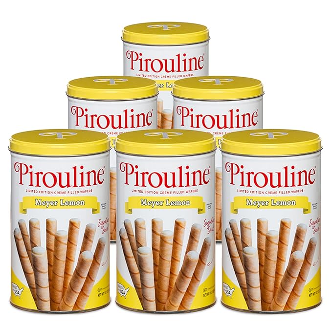 Pirouline Rolled Wafers – Lemon – Rolled Wafer Sticks, Crème Filled Wafers, Rolled Cookies for Coffee, Tea, Ice Cream, Snacks, Parties, Gifts, and More – 14.1oz 6pk