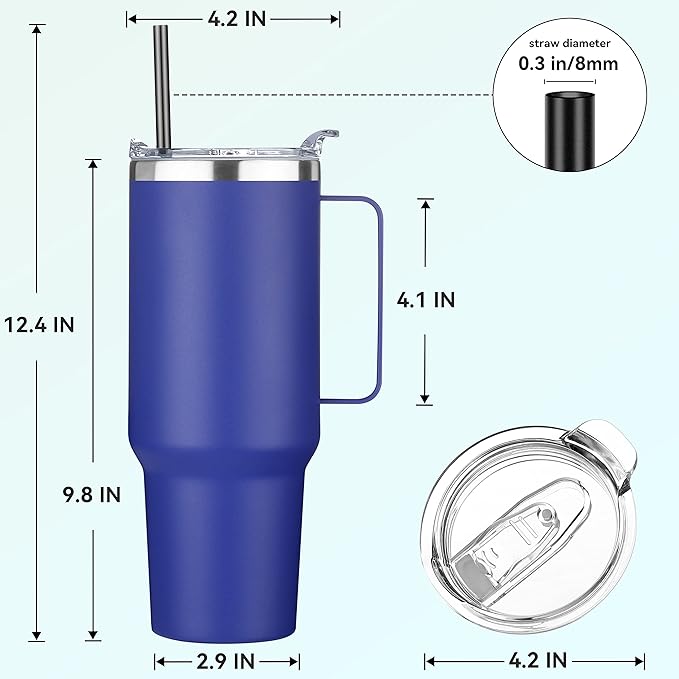 HASLE OUTFITTERS 40 oz Stainless Steel Tumbler with Handle, Vacuum Insulated Tumblers Bulk, Reusable Double Wall Travel Coffee Mug, Durable Powder Coated Water Bottle(Dark Blue, 1)