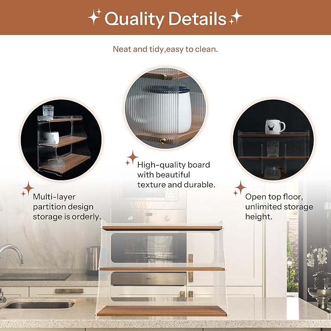 Coffee Mug Holder Wooden Cup Station Organizer 3 Tier Cup Holder for Coffee Bar Mug Display Rack for Countertop Mug Holder Shelf for Home Kitchen Nut Brown Solid Wood