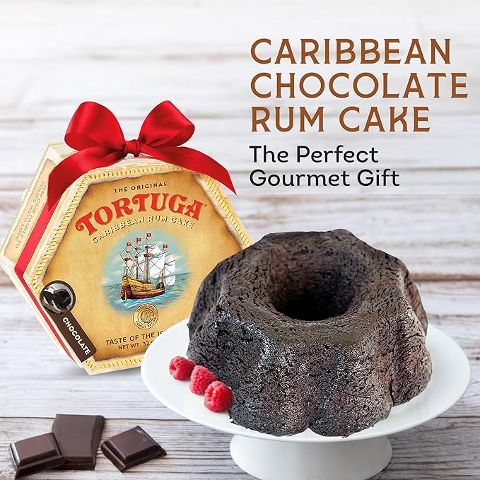 TORTUGA Caribbean Chocolate Rum Cake - 16 oz Rum Cake - The Perfect Premium Gourmet Gift for Gift Baskets, Parties, Holidays, and Birthdays - Great Cakes for Delivery