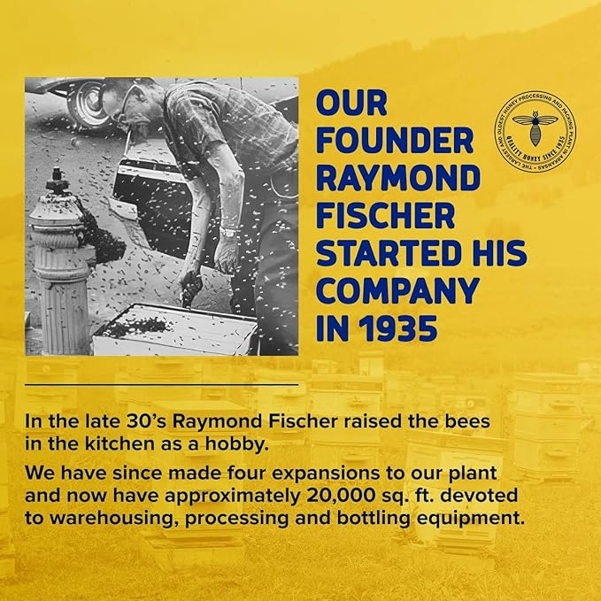 Fischer's 100% Pure Clover Honey, 40 oz – Unfiltered Raw Honey in a Squeeze Bottle – All-Natural Sweetener – Rich Flavor Profile, Packed with Nutrients