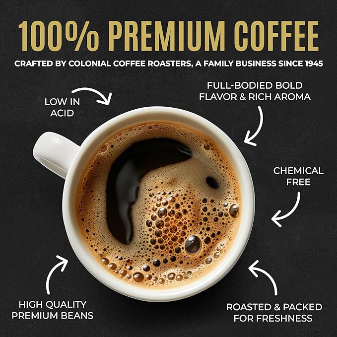 Colonial Coffee 32 Count Single Pot Coffee Packets – 100% Arabica Breakfast Blend Medium Roast | Pre-Measured Frac Packs for 12 Cup Maker | Bulk Ground Gourmet Coffee for Home & Office