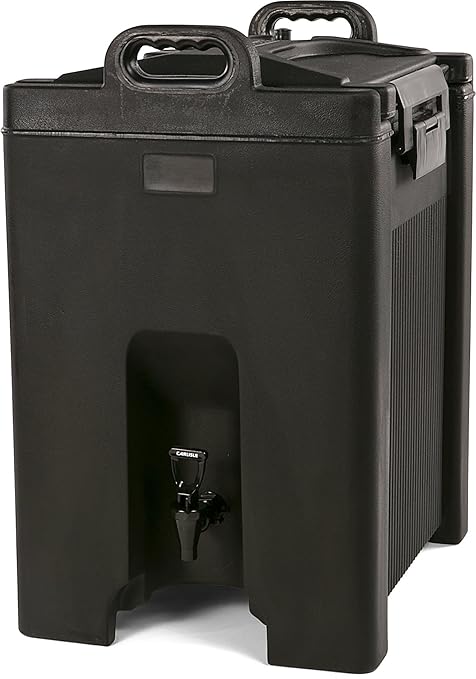 Carlisle FoodService Products Cateraide Insulated Beverage Dispenser with Handles for Catering, Kitchen, and Restaurants, Plastic, 10 Gallons, Black