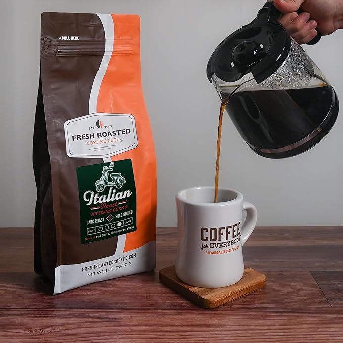 Fresh Roasted Coffee, Italian Roast, 2 lb (32 oz), Dark, Kosher, Ground