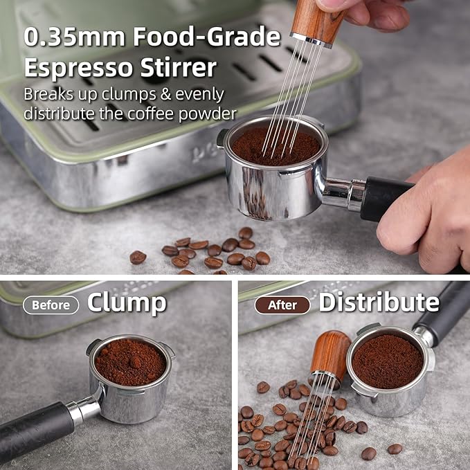 58mm Espresso Accessories Kit,316 Stainless Steel WDT Tool Espresso,Dosing Funnel and Puck Screen Set，Espresso Distribution Tool,Espresso Coffee Stirrer for Barista