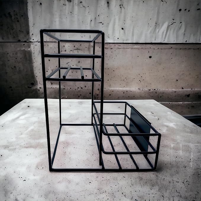 Liquor Organizer Coffee Syrup Rack - Premium Wine Bottle Rack, bar Organizer Shelf Holder Syrup Stand Display for dressings, and Cocktail Mixers - 6 Bottle Capacity (Black)