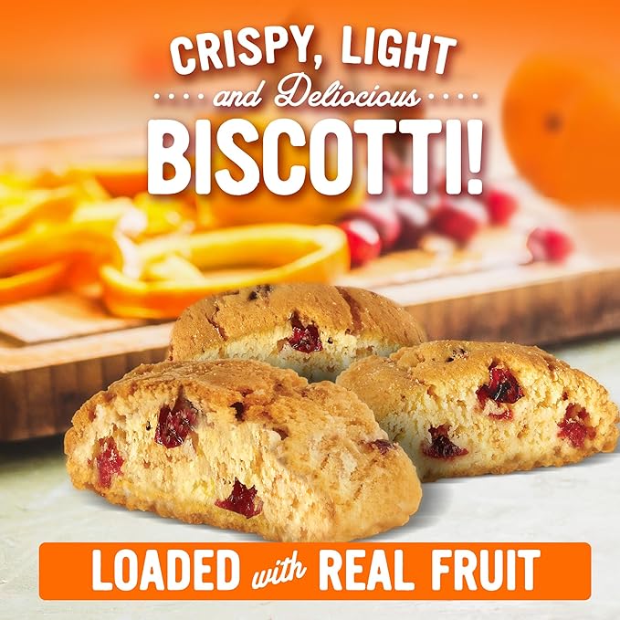 Cooper Street Twice Baked Orange Cranberry Biscotti Cookies - Crispy Mini Biscotti Cookies Ideal with Coffee - Traditional Low Calorie Italian Snacks - Kosher, Dairy, Peanut & Soy Free (6 Pack)