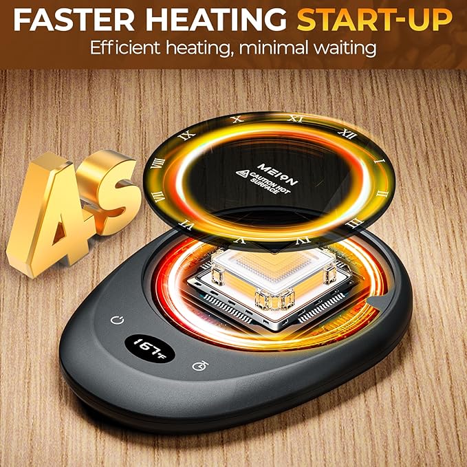 MEION Coffee Mug Warmer for Desk, Coffee Cup Warmer, 4 Temp Settings & 1-12H Timer, Coffee Warmer with Auto Shut Off Smart Gravity Sensor, Beverage & Candle Warmer Coffee Gifts Accessories(Black)