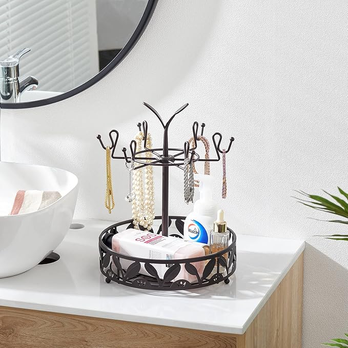 ALLCENER Mug Tree Countertop, Rotatable Mug Holder Stand with 6 Hooks for Coffee Bar Counter Cabinets and Kitchen Organizer