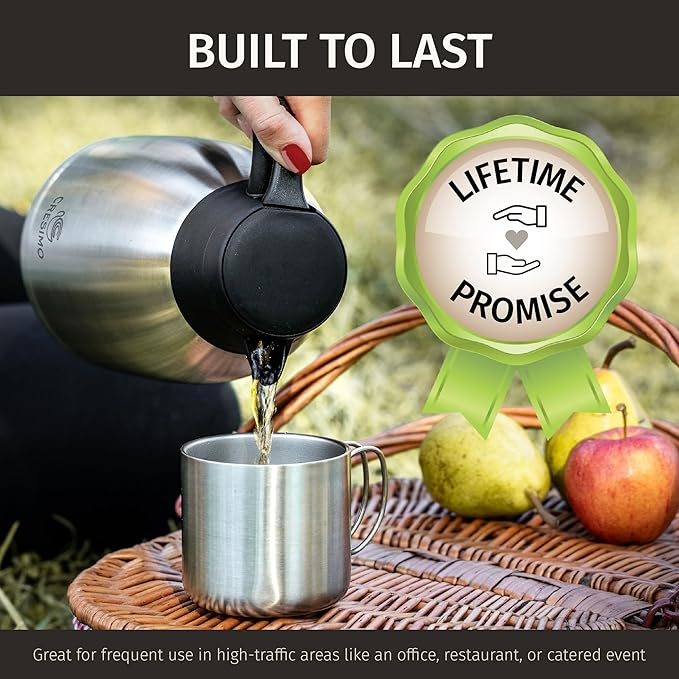 68oz Thermal Coffee Carafe Bundle - 12 Hours Coffee Dispenser, Insulated Stainless Steel Hot Chocolate Dispenser for Parties - Coffee Carafes For Keeping Hot Beverage Dispenser, Coffee Dispenser & Tea