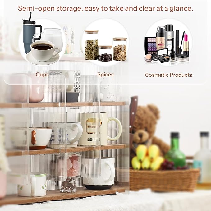 Coffee Mug Holder Wooden Cup Station Organizer 4-Tier Cup Holder for Coffee Bar Mug Display Rack for Countertop Mug Holder Shelf for Home Kitchen Nut Brown