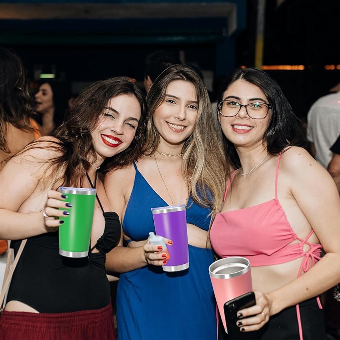 20 oz Tumbler Coffee Travel Tumblers Bulk with Lid Stainless Steel Double Wall Vacuum Insulated Mug Powder Coated Cups fit Car Cupholder for Hot and Cold - Green, 1Pack